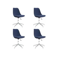 lot de 4 chaises à manger pivotantes chaises à dîner, chaises de cuisine bleu tissu qdtr62928