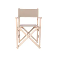 chaise de réalisateur sunset finition sans vernis, toile gris pierre, 51x46x86 cm