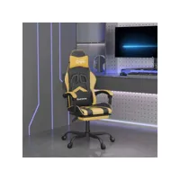 fauteuil gamer chaise de bureau - fauteuil de jeu avec repose-pied noir et doré similicuir meuble pro frco56673