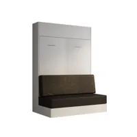 armoire lit escamotable dynamo sofa blanc mat canapé polyuréthane noir 140*200 cm 20100893189