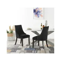 ensemble table à manger 4 à 6 personnes + 4 chaises design en velours cloutées - blanc & noir