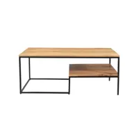 table basse rectangulaire industrielle bois massif et métal noir l100 cm yona