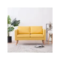 canapé fixe 2 places  canapé scandinave sofa tissu jaune meuble pro frco19055