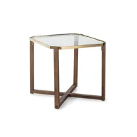 table d'appoint thai natura doré métal verre fer bois de pin 60 x 60 x 60 cm