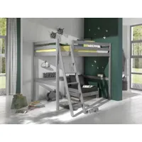 vipack lit mezzanine pino 140x200cm gris + fauteuil convertible en lit picomz141731