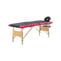 table de massage pliable 4 zones lit de massage  table de soin bois noir et rose meuble pro frco76520