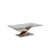 table basse en verre et bois - ary - l 120 x l 70 x h 40 cm