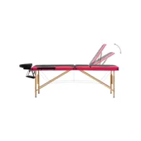 vidaxl table de massage pliable 3 zones bois noir et rose 110216