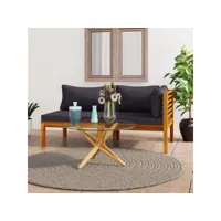 ensemble de canapés 2 pcs，banquette sofa pour salon avec coussins gris foncé acacia solide cniw631110