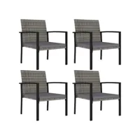 lot de 4 chaises  chaises de salle à manger chaise de jardin  résine tressée gris meuble pro frco67665