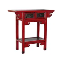 console table console en métal et orme coloris rouge et marron foncé - longueur 85 x profondeur 35 x hauteur 80 cm