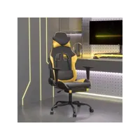 fauteuil gamer de massage chaise de bureau - fauteuil de jeu avec repose-pied noir&doré similicuir meuble pro frco28692