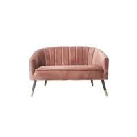 canapé 2 places décoration en polyester effet velours - rose