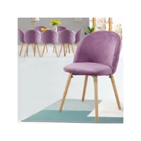 miadomodo® chaises de salle à manger - set de 8, scandinave, siège en pp, rembourré, pieds en hêtre, style nordique, violet - meuble pour salon, chambre, restaurant, cuisine, bureau