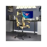 fauteuil gamer chaise de bureau - fauteuil de jeu noir et doré similicuir meuble pro frco41492