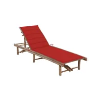 transat chaise longue bain de soleil lit de jardin terrasse meuble d'extérieur avec coussin bambou helloshop26 02_0012294