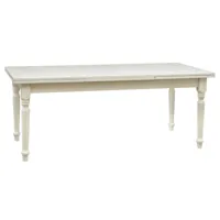 table à rallonge style champêtre en tilleul massif, finition blanche antique l200xpr90xh80 cm