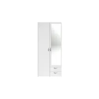 armoire de rangement salvador miroir, 2 portes & 2 tiroirs - blanc varia6510a2pm