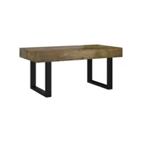 table de salon marron foncé et noir 90x45x40 cm mdf et fer