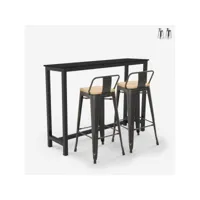 table haute noire + 2 tabourets style tolix avec dossier rexford ahd amazing home design