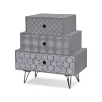 table de nuit chevet commode armoire meuble chambre avec 3 tiroirs gris helloshop26 1402177