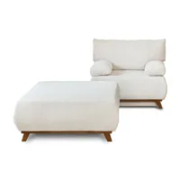 cristal - fauteuil - convertible avec coffre et grand pouf - en velours texturé - best mobilier - beige