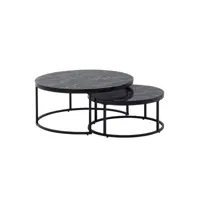 finebuy aspect marbre noir moderne  table d'appoint 2 parties métal  tables de salon rondes  concevoir des tables gigognes