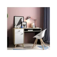 bureau en bois avec tiroir et placard leira