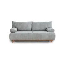 cristal - canapé 3 places - convertible avec coffre - en velours côtelé - best mobilier - gris clair