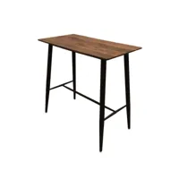 tiano - table haute plateau effet bois et piètement métal
