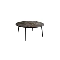 table basse bois, fer marron 100x100x45cm - bois-fer - décoration d'autrefois