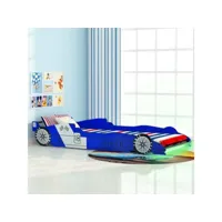 lit enfant contemporain  lit voiture de course pour enfants avec led 90 x 200 cm bleu