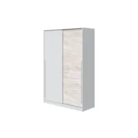 armoire penderie mya avec portes coulissantes l120 x h200cm -  blanc / bois