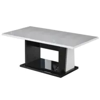 table basse bois blanc et noir vernis laqué brillant bilia 120cm