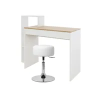 bureau avec étagère 110x72x40 cm blanc/chêne sonoma en bois ml-design 490006681