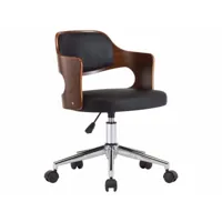 chaise pivotante à dîner bureau sur roulettes en bois courbé et synthétique noir cds020109