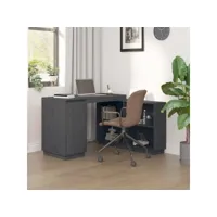 bureau - bureau informatique table d'ordinateur - gris 110x50x75 cm bois massif de pin meuble pro frco29922