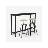 table haute noire 140x40cm + 2 tabourets de bar pivotants essex ahd amazing home design