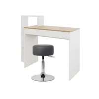 bureau avec étagère 110x72x40 cm blanc/chêne sonoma en bois ml-design 490006688