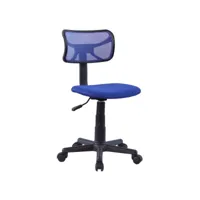 chaise de bureau pour enfant milan fauteuil pivotant et ergonomique, siège à roulettes avec hauteur réglable, mesh bleu