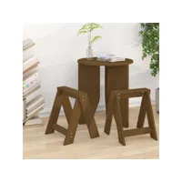 tabourets lot de 2 - chaises fauteuil de bar marron miel 40x40x45 cm bois massif de pin meuble pro frco21561