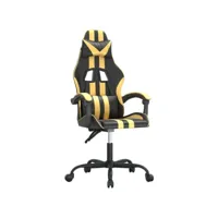 fauteuil gamer - chaise gaming - chaise de bureau ergonomique noir et doré similicuir pwfn82737