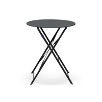 table de jardin bistrot pliable - emilia ronde anthracite- table ronde ø60cm en acier thermolaqué