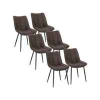 lot de 6 chaisess de salle à manger chaises de cuisine  en tissu scientifique + métal-brun foncé