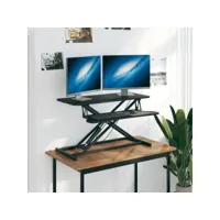 bureau informatique de travail réglable - table de bureau informatique 90x40x(13-50) cm acier et bois meuble pro frco19134
