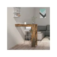 table de bar murale table haute  table de cuisine chêne fumé 102x45x103,5cm bois d'ingénierie meuble pro frco49545