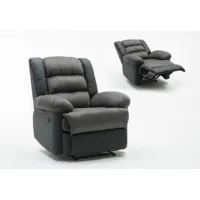 fauteuil relax buckingham - 85 x 93 x 100 cm - noir - gris foncé