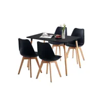 ensemble de table et chaises de style scandinave - table noire pour 2 à 4 personnes et 4 chaises grises élégantes