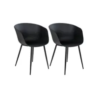 montana - lot de 2 chaises polypropylène noir et pieds acier