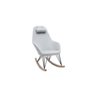 rocking chair scandinave en tissu gris, métal noir et bois clair jhene